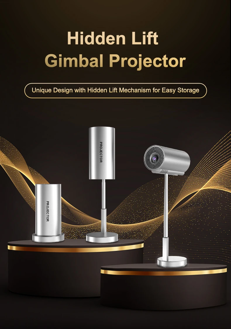 TS3 Gimbal 4K HD Projector Android 320ANSI 1280*720P 2.4G/5G Wifi6 Home Cinema Theater Office Outdoor Smart Portable Projector