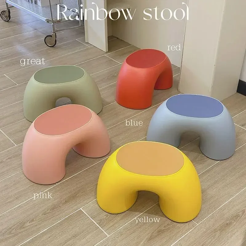 

Rainbow Small Stool Children Household A Low Stool Dormitory Plastic Thickening Strong Footstool Shoe Stool Can Sit on A Bench