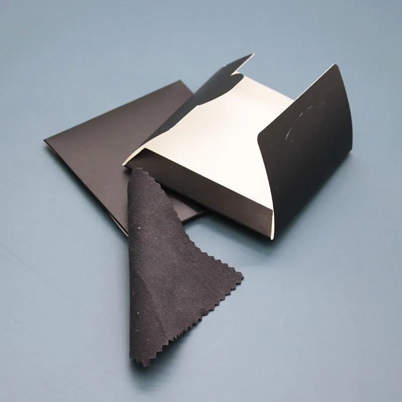 100개 개별 종이 포장된 보석 세척 천, 블랙 폴리싱 천, , 금, 백금용, 8x8cm