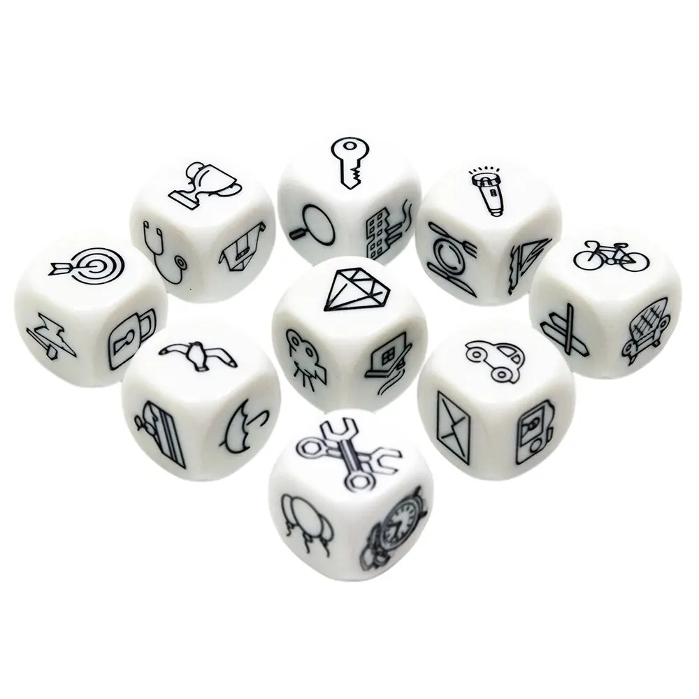 Game Dice Dice Set Acrylic Dice D6 Dice Set Telling Story Cube Acrylic 6 Sided Dice Funny Engraved Patterns For Children Education Toys And Games