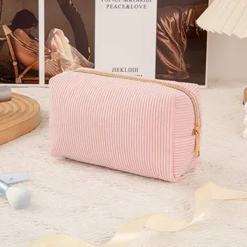 Corduroy Makeup Pouch – Minimalist Travel Cosmetic Bag