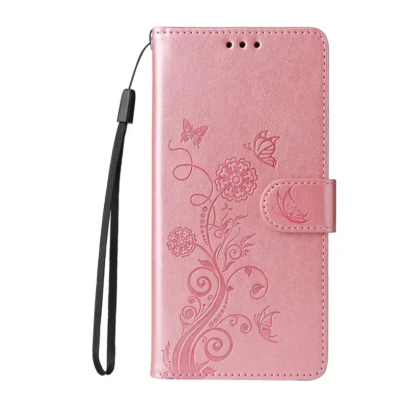 Elegant Leather Flip Cover Phone Case with Wallet and Card Slot - Fringed Iris Design