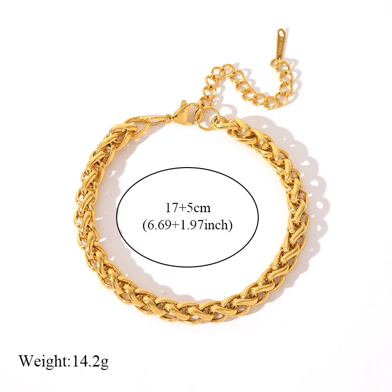 GANPUP Statement-Kettenarmband mit Textur, dickes Armreif-Armband für Damen und Herren, 18 Karat Gold, PVD-beschichteter Edelstahl, lichtbeständiger Schmuck, Geschenk – Detail 11