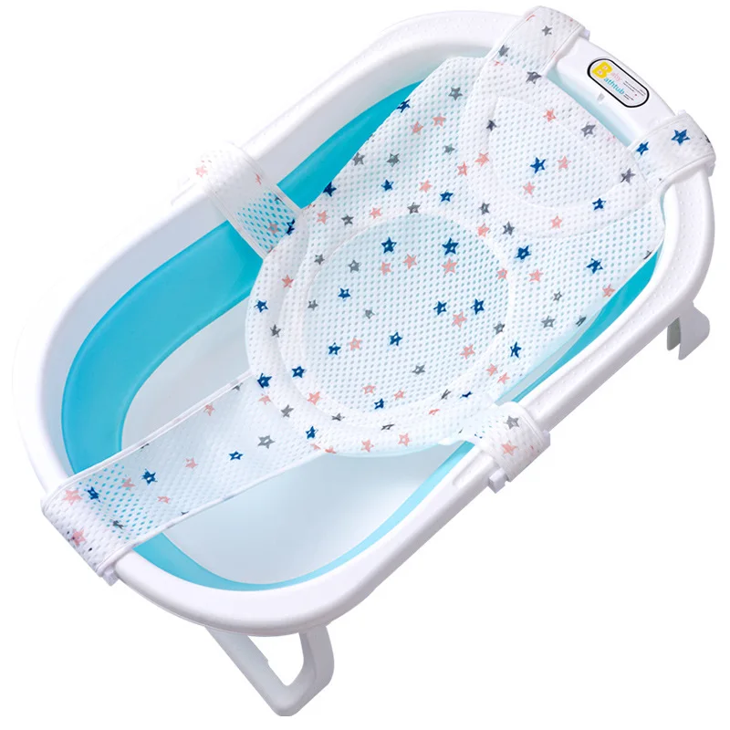 Baby Bath Net Mat Children Newborn Adjustable Bathtub Pillow Seat Cushion Cross-shaped Anti-slip Bathtub Shower Cradle Bed Seat