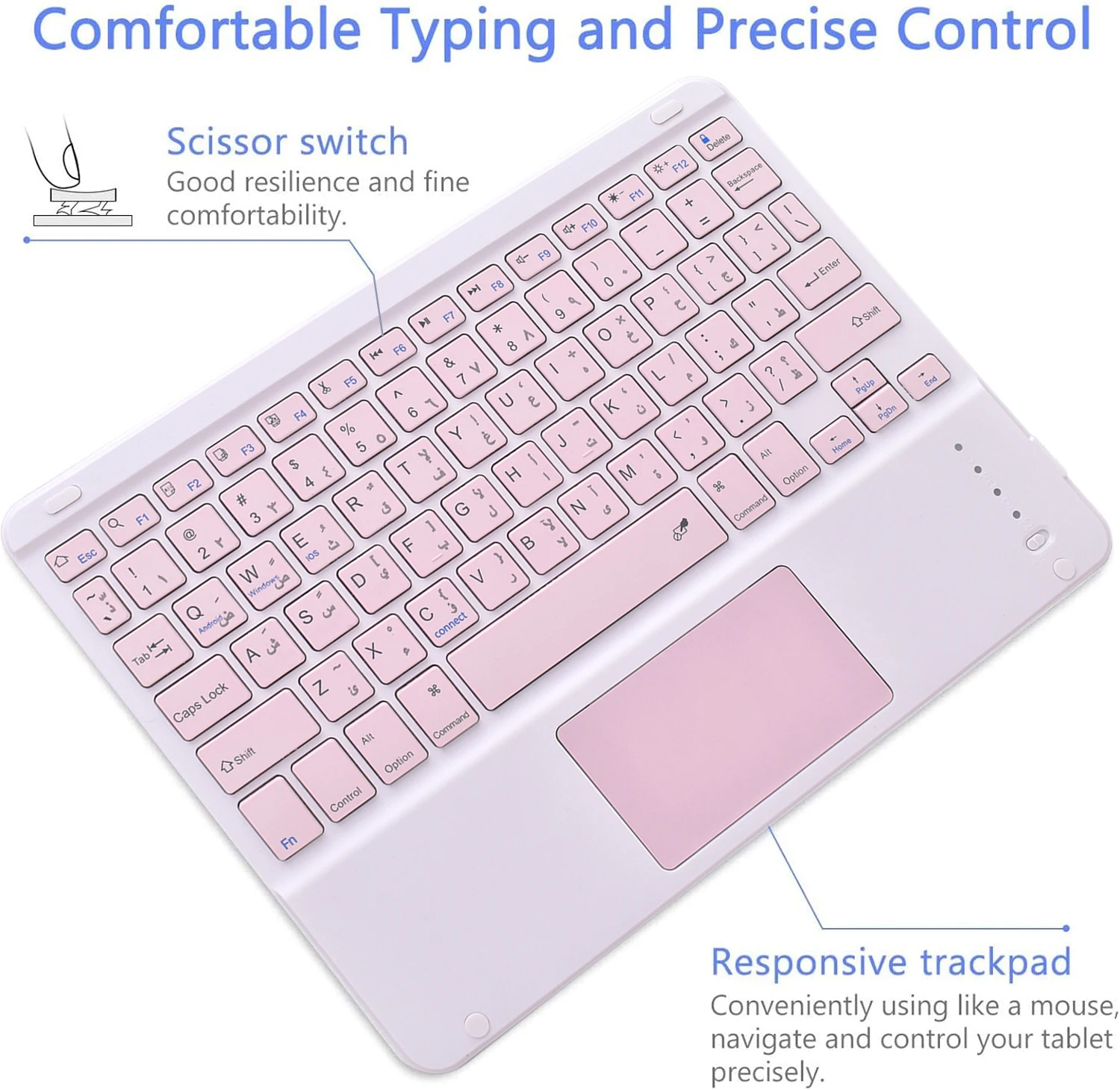 Trackpad Arabic Keyboard for ipad 10.2 10.5 11 10.9 Lenovo P11 Pro M10 Plus 10.6 10.3 10.1 Samsung Tab S9 S8 S7 S6 A9+ A8 A7
