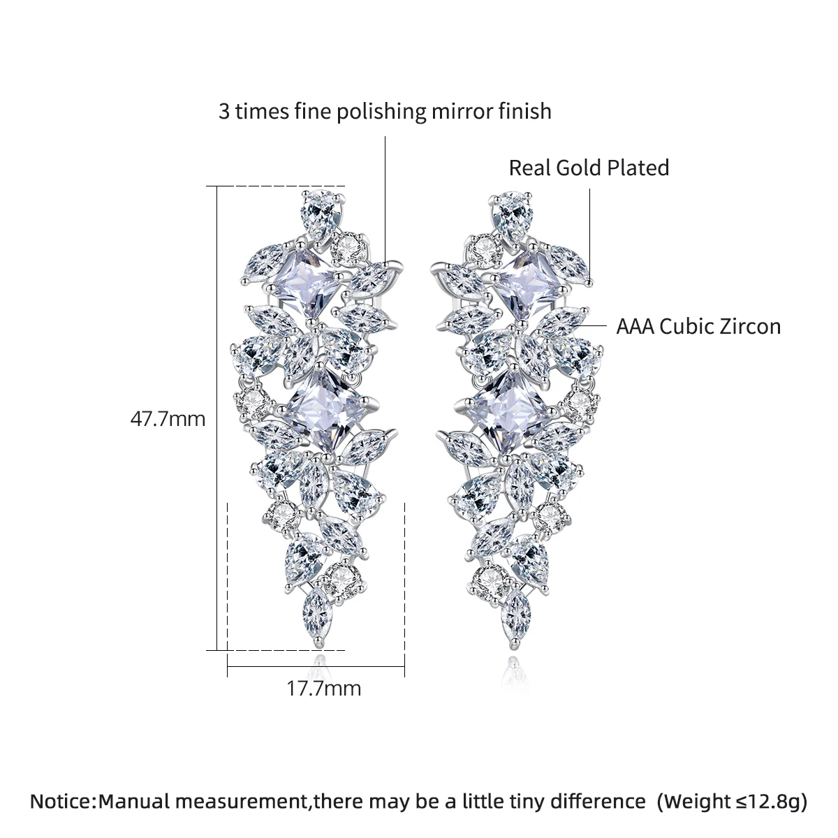 LUOTEEMI Stunning Clear Water Drop Cubic Zirconia Drop Earrings for Women Luxury Flower Bridal Wedding Engagement Accessories
