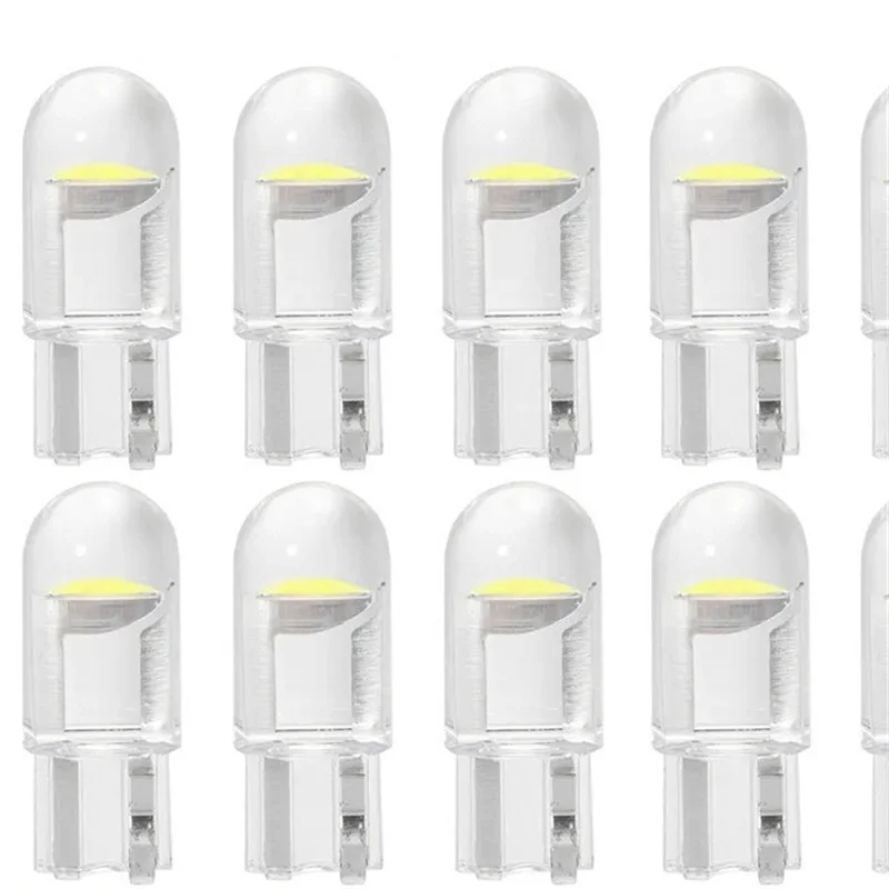 5/10/20/50PCS T10 DC 12V 자동차 LED 빛 Canbus 유리 COB 6000k 독서 돔 램프 마커 웨지 번호판 전구