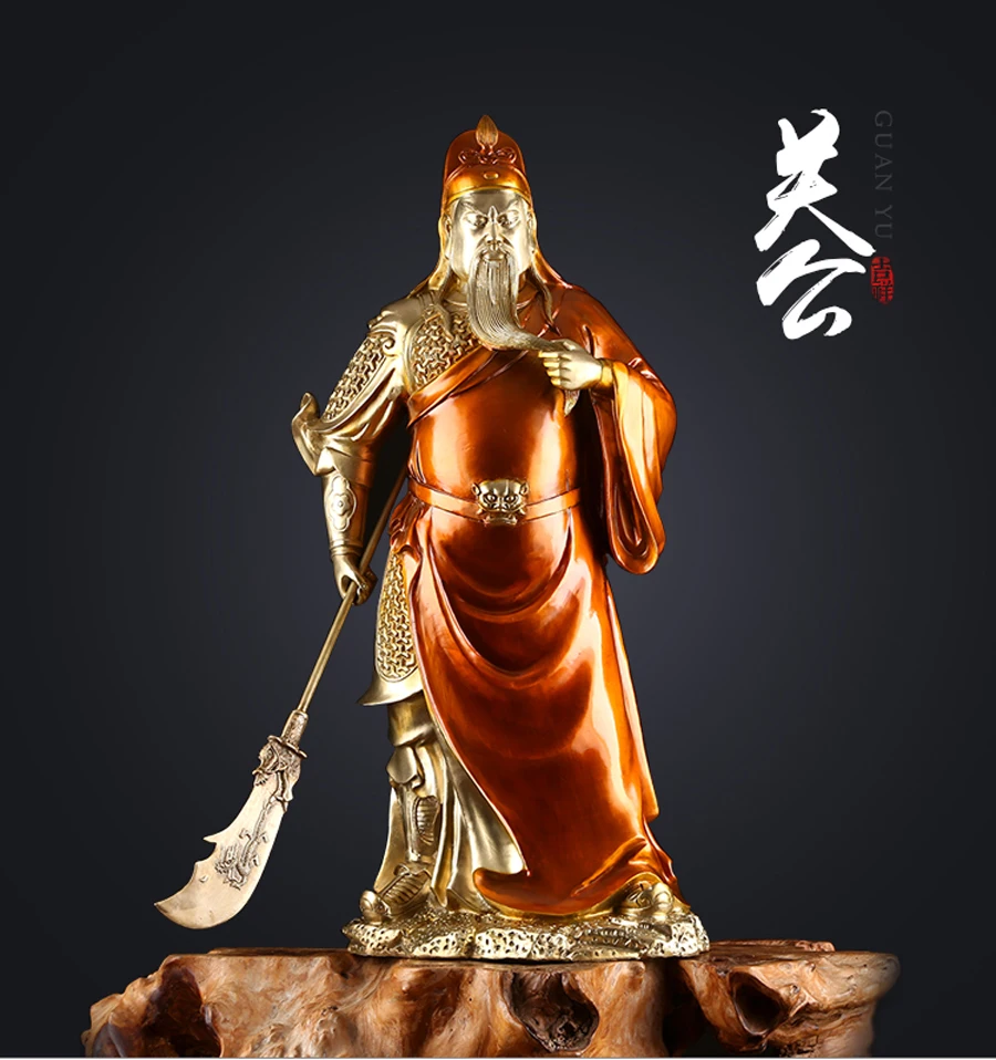 

Large Southeast Asia High grade buddha Home store company Shrine Good luck CAI SHEN God of wealth GUAN GONG copper statue