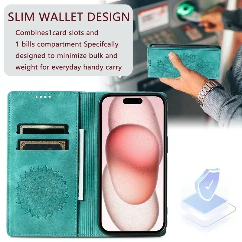 Totem Flip Leather Case with Magnetic Closure and Card Slots