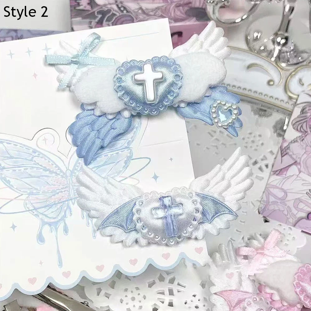 Gothic Heart Angel Wing Bow Hairclip - Y2K Harajuku Lolita Cosplay Accessory