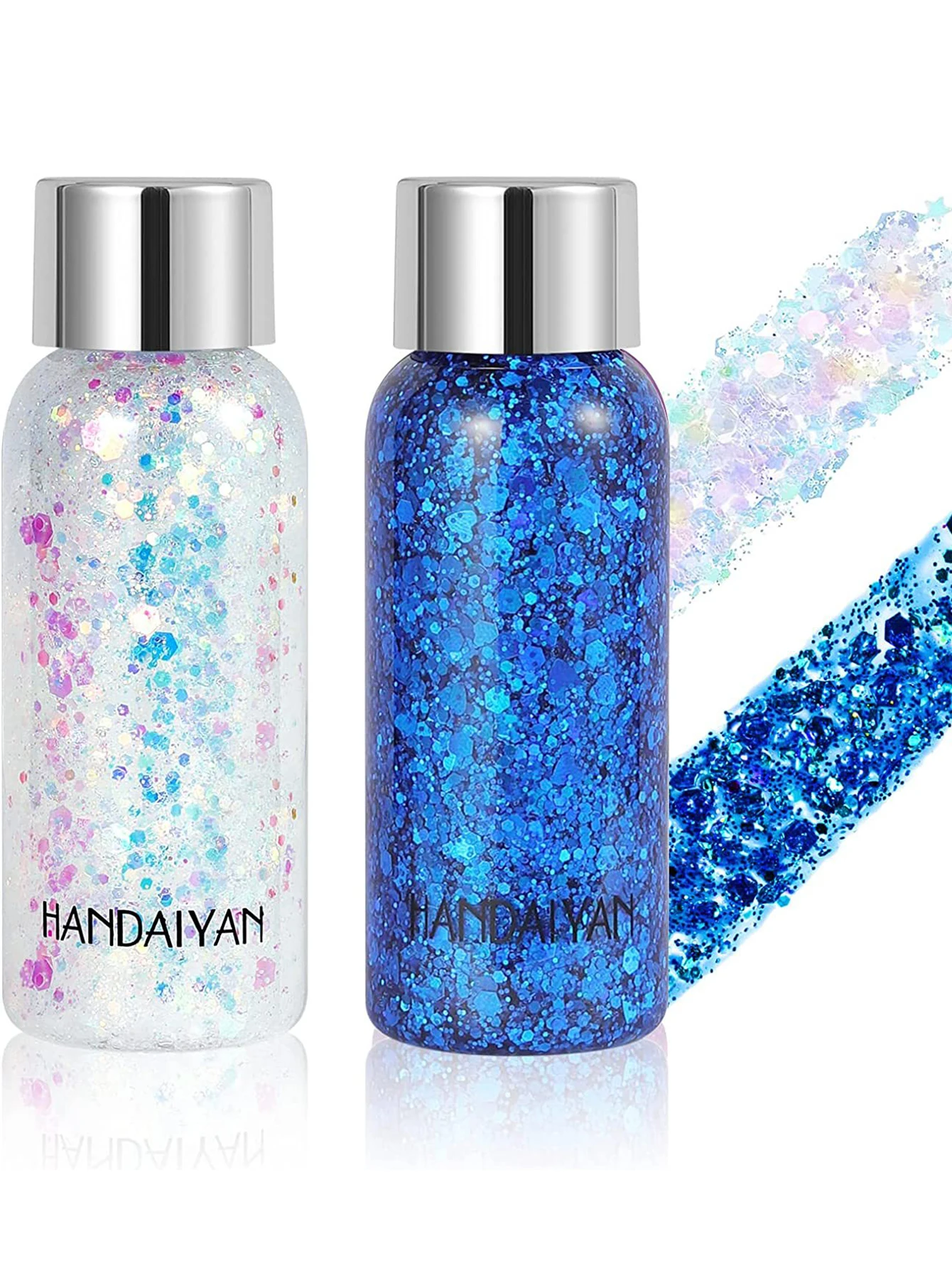 Body Glitter Gel,Mermaid Sequin Chunky Glitter Face Hair Nail Lip Glitter Gel Lasting Sparkling Lotion Glitter Liquid Eye Makeup 4