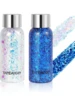Body Glitter Gel,Mermaid Sequin Chunky Glitter Face Hair Nail Lip Glitter Gel Lasting Sparkling Lotion Glitter Liquid Eye Makeup 4