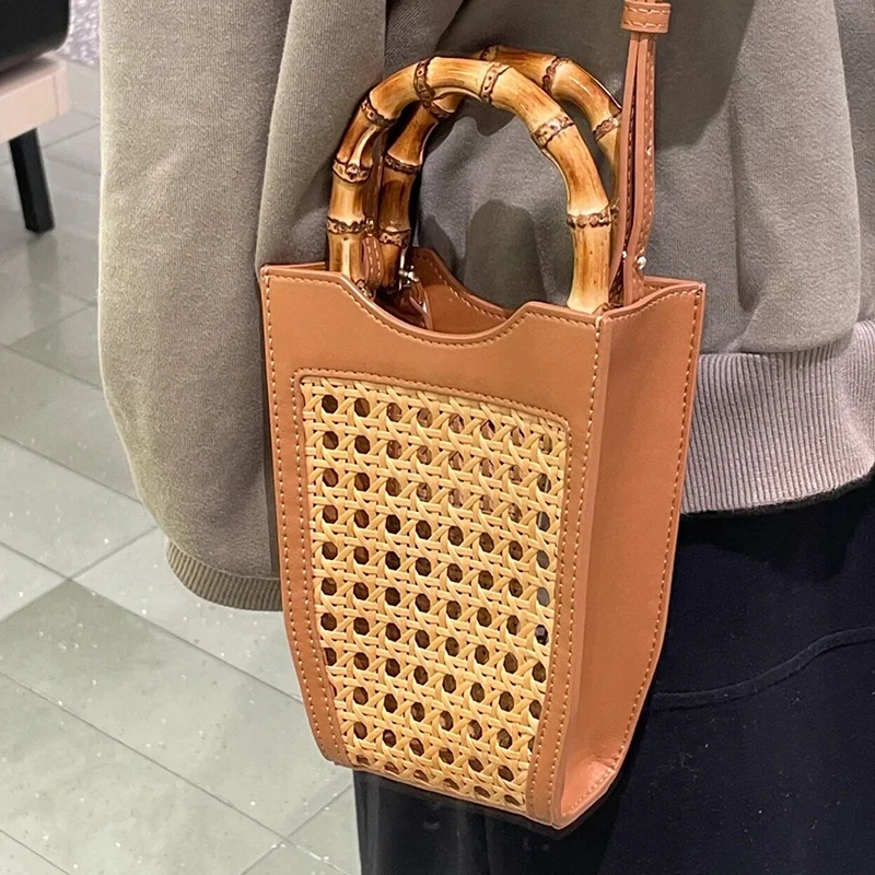 

Original Design New Sac A Mains Femme High Quality Bamboo Hand Woven Vase Сумка Handbag for Women Hollow Crossbody Bag Hot Sale