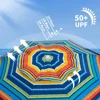 Beach Umbrellas for Sand Heavy Duty Wind Portable, 6.5ft Outdoor Umbrella with Sand Anchor and Protection 4