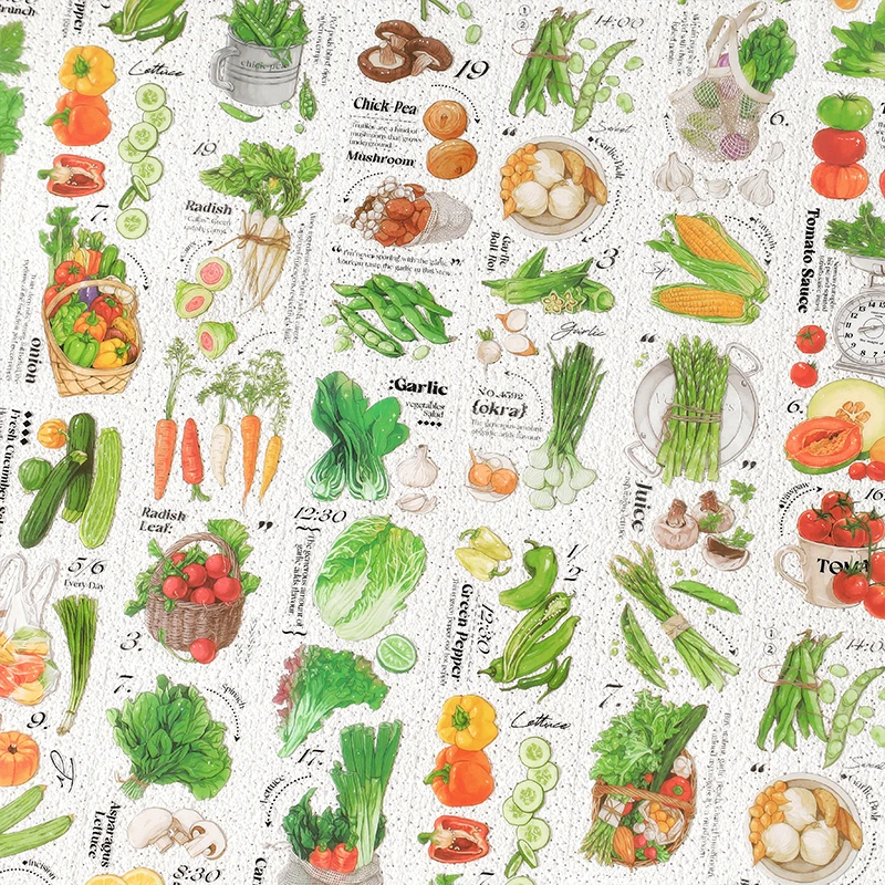 

6 pcs/lot vegetable Stickers aesthetic Decorative Stick Labels journaling Album Scrapbooking Collage material