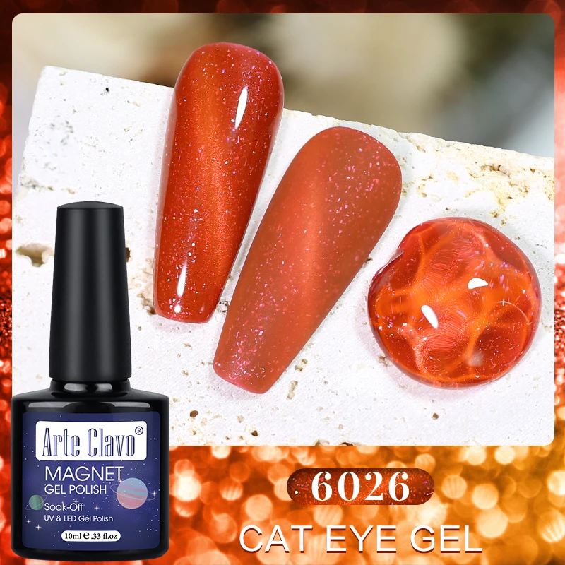 Arte Clavo New Cat Eye Magnetic Gel Polish Green Red  Semi Permanent Soak Off UV LED Glitter Nails Magnet Stick Nail Art Polish 2