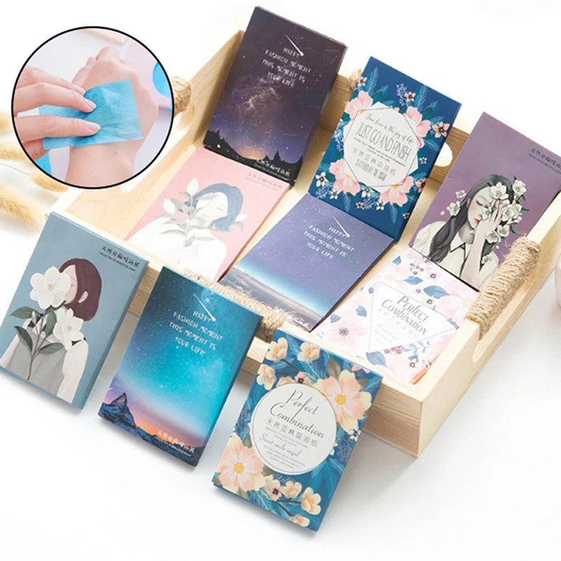 4PCs 50 Sheet/Bag Oil Absorbing Paper Tissue Papers Makeup Cleansing Face Paper Face Tool Absorb Blotting Facial Cleanser random