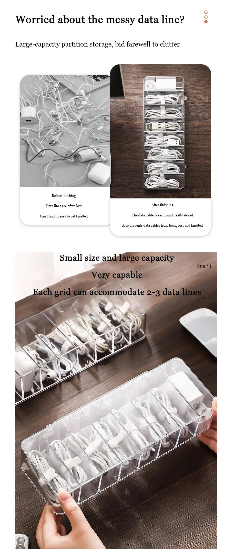 Cable Storage Box Transparent Plastic Data Line Storage Container for Desk Stationery Makeup Organizer Key Jewelry Box Holder decorative storage boxes with lids