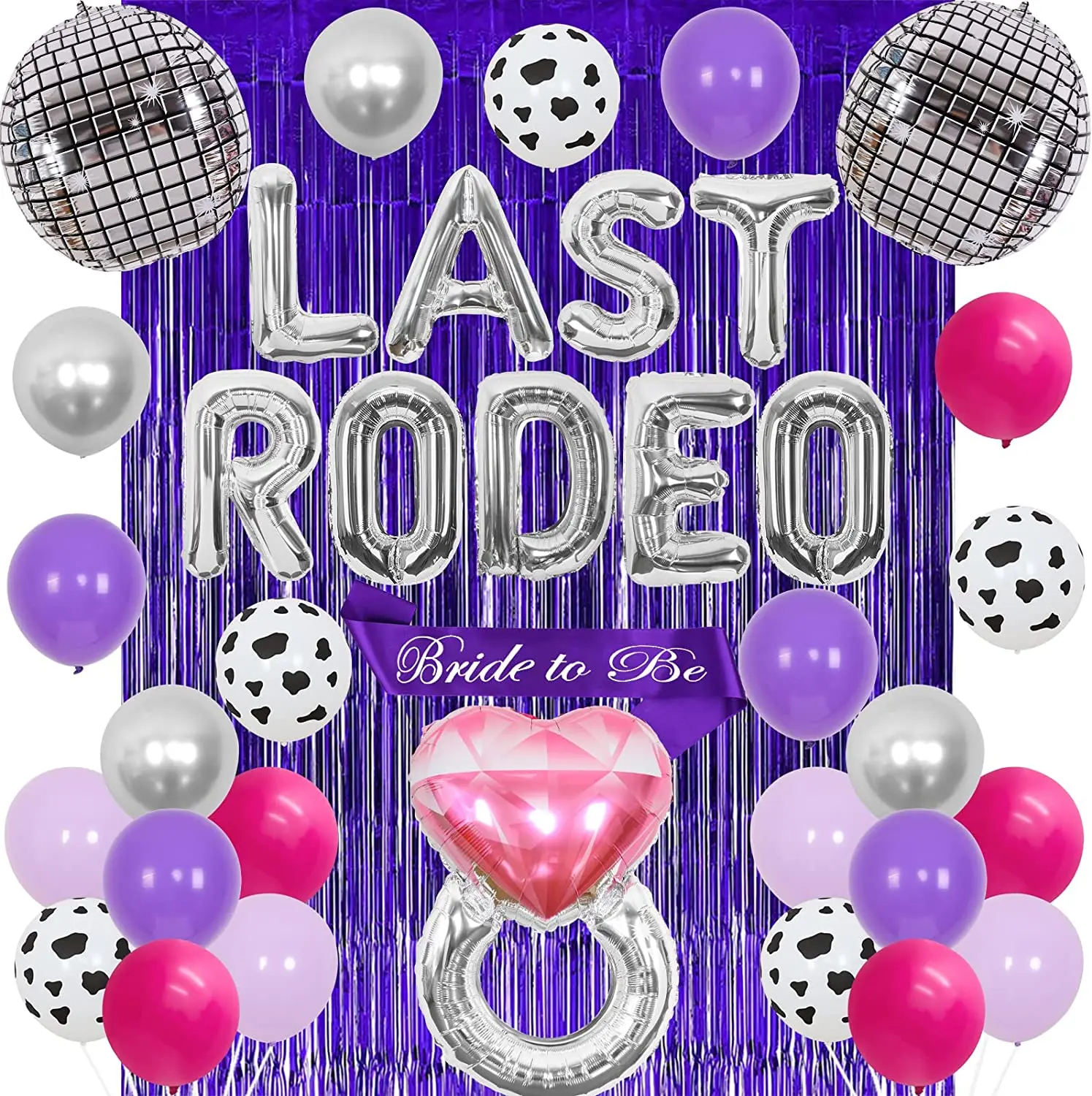 

Purple Last Rodeo Bachelorette Party Decorations Last Rodeo Balloon Banner Bride To Be Sash for Western Bridal Shower Supplies