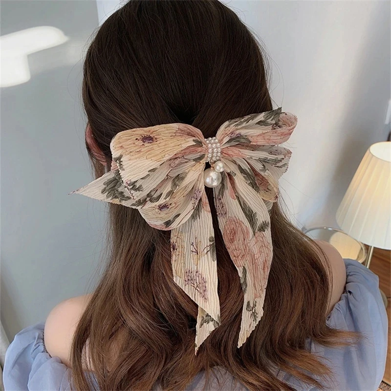 Big Bow Sweet Fabric Floral Hair Clip Korean Version of The Back of The Head Duckbill Clip hair clip