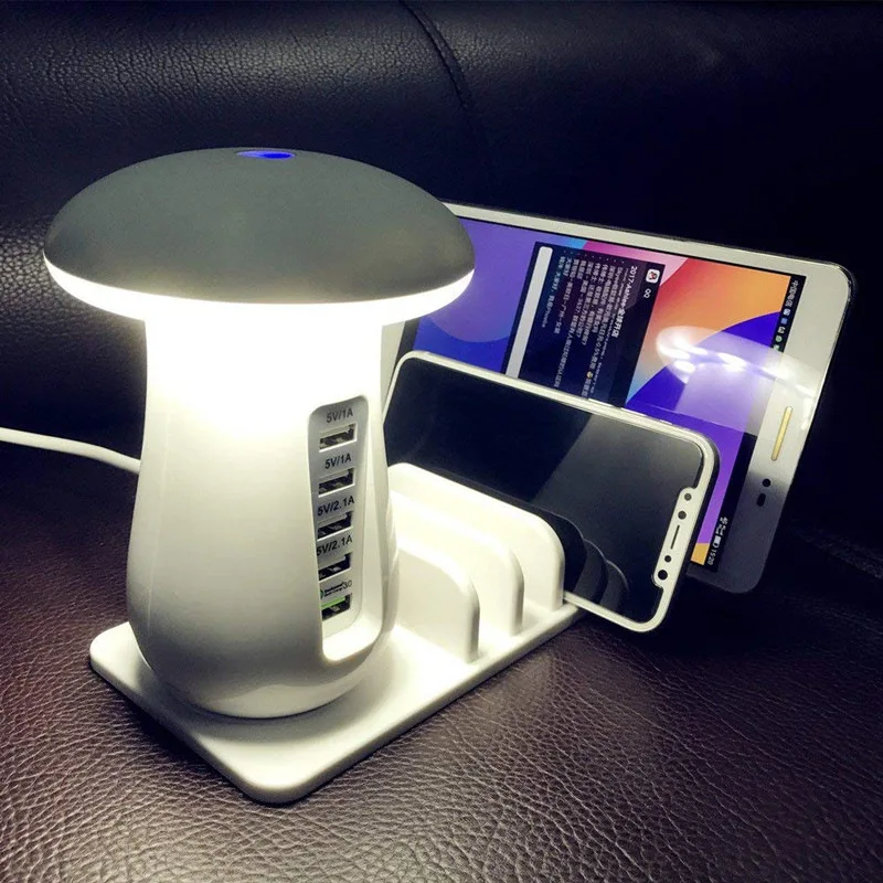 MultiPort USB Quick Charging Station Led Night Lamp