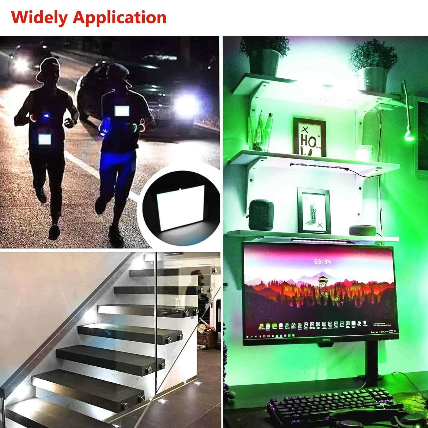 3 Modes Stay on/Slow Flash/Fast Flash El Panel Light 10cm x 10cm DIY EL Panel for Cosplay Party E-sports Room Decoration 6
