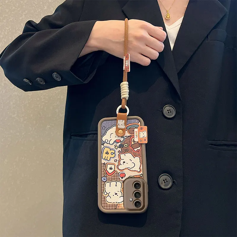 3D Cartoon Puppy Hand Strap Phone Case