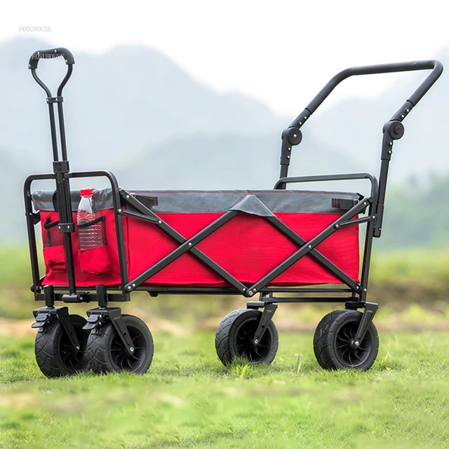 Modern Kerti Kocsik Kültéri Piknik Összecsukható Kocsi Kerekekkel Kemping Horgászkocsi Bevásárlókosár Hordozható