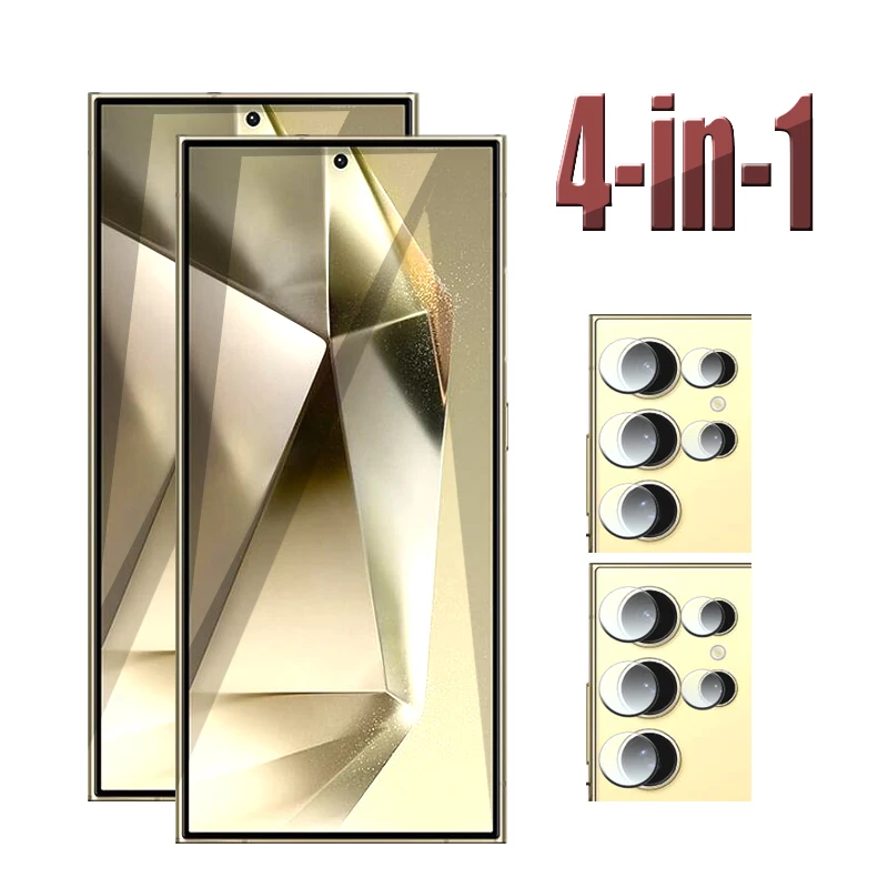 

Закаленное стекло для Samsung galaxy S24 Ultra, защита экрана + мягкая пленка для объектива камеры Samsung S24Ultra, защитная пленка