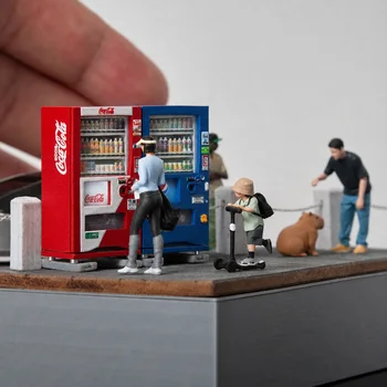 Modello di Distributore Automatico di Bevande in Resina Scala 1/64, Miniatura Dipinta a Mano per Scenari Urbani, Accessorio per Esposizione di Modellini Auto, AFA