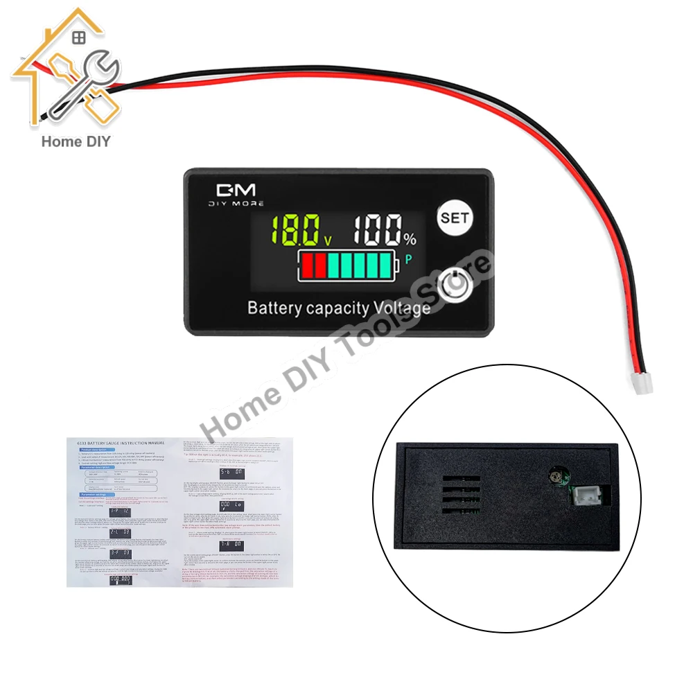 

Battery Capacity Indicator DC 8V-100V Lithium LiFePO4 Car Motorcycle Voltmeter Voltage Gauge 12V 24V 48V 72V 6133A