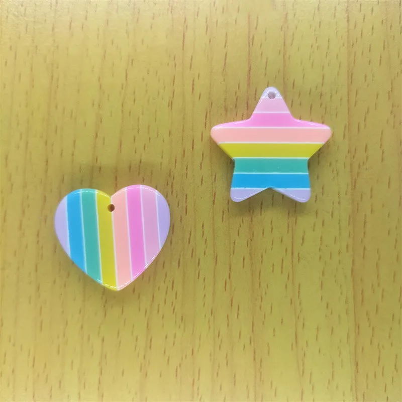 

10pcs Resin Rainbow Heart Star Charms Cartoon Charm Pendant DIY Earrings Necklaces Key Chain Jewelry Making Accessories