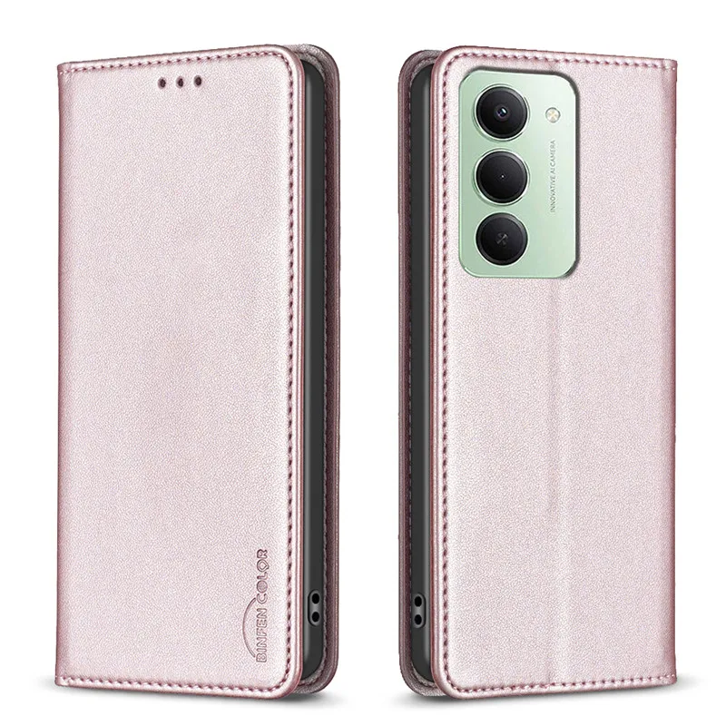 Luxury Leather Flip Phone Case with Magnetic Cover and Solid Color Wallet Design