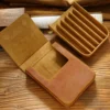 Vintage Genuine Leather Pen Pouch Case with 6 Slots Removable Pen Tray Holder Retro Pen Bags High-end School Office Supplies 4