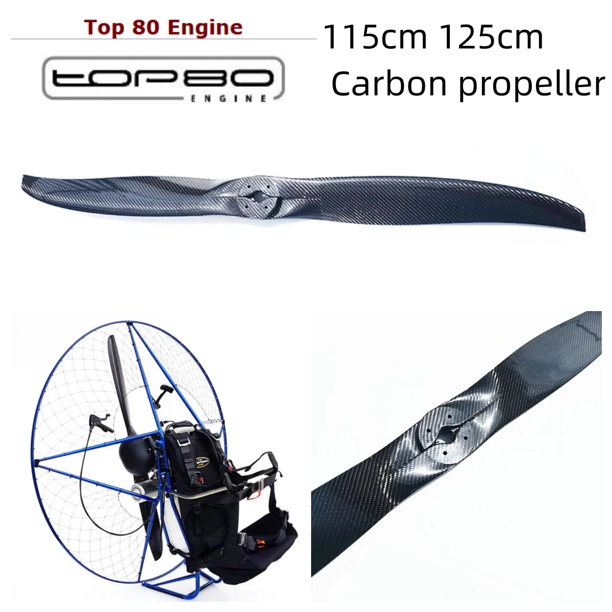 Echter Carbon-Propeller für MINI Plane Top 80 Paramotor, 115cm, 125cm, 130cm, 2 Blätter, gute Qualität – Detail 1