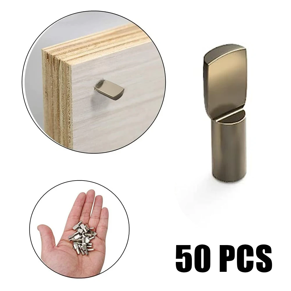 50pcs Shelf Support Pegs Cabinet Closet Laminate Pins Glass Nickel Plated Pins Fixing Bracket Shelf Bracket Furniture Hardware shelf support