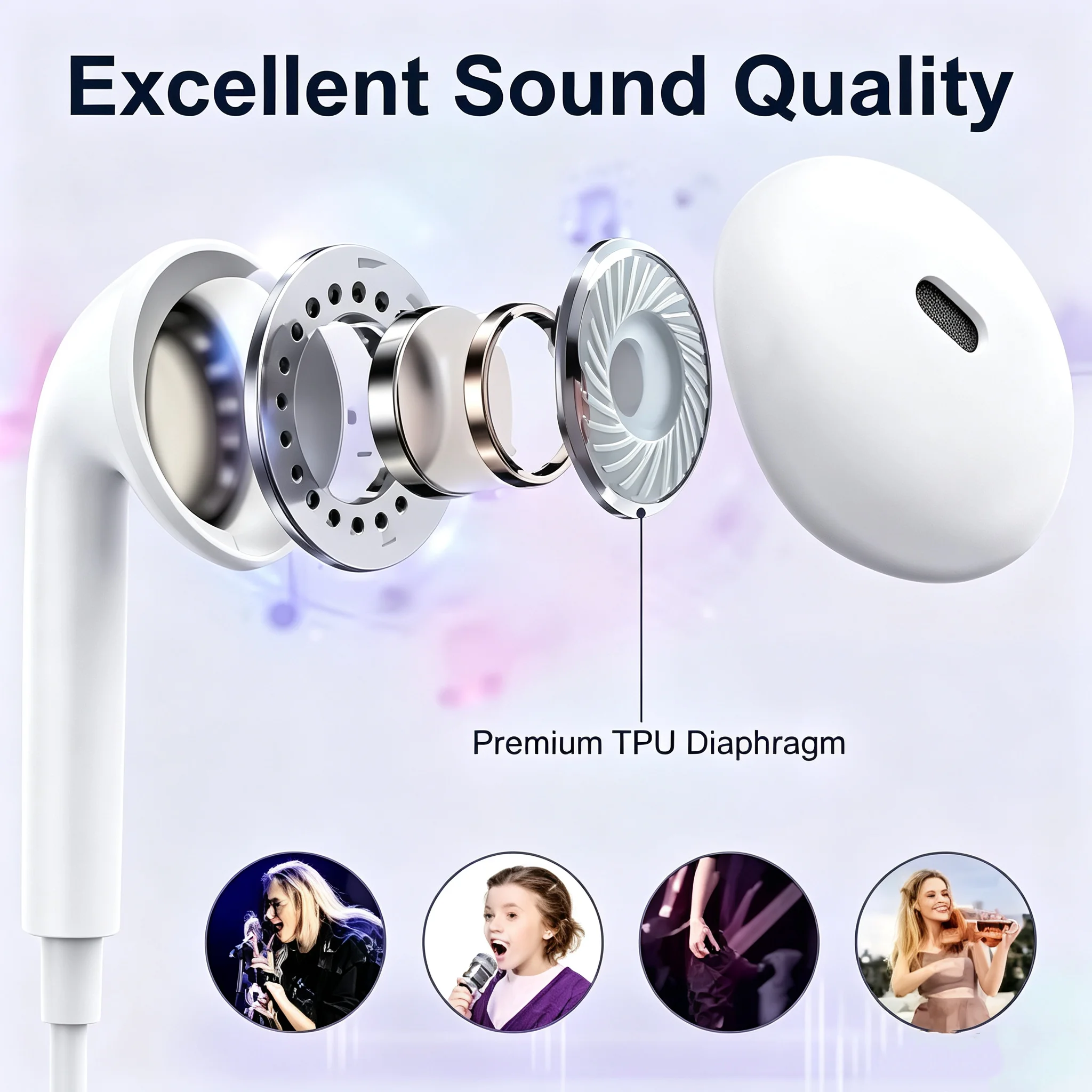 Premium Type C Wired In-Ear Earphones - High-Quality Sound & Comfort