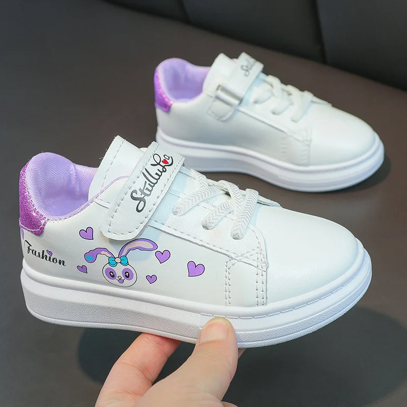 Girls' White Shoes Spring Children Anti-skid Leather Shoes Solid Soles Children's Shallow Mouth Sport Shoes Size 26-37 3