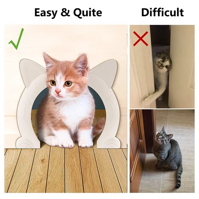 Cat Door Dog Hole Access Direction Controllable Toy For Pet Training Dog Cats Kitten ABS Plastic Small Pet Gate Door Kit Cat Dog 2
