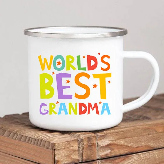World's Best Grandma Enamel Coffee Mug – Thoughtful Gift for Grandmother on Mother's Day or Birthday