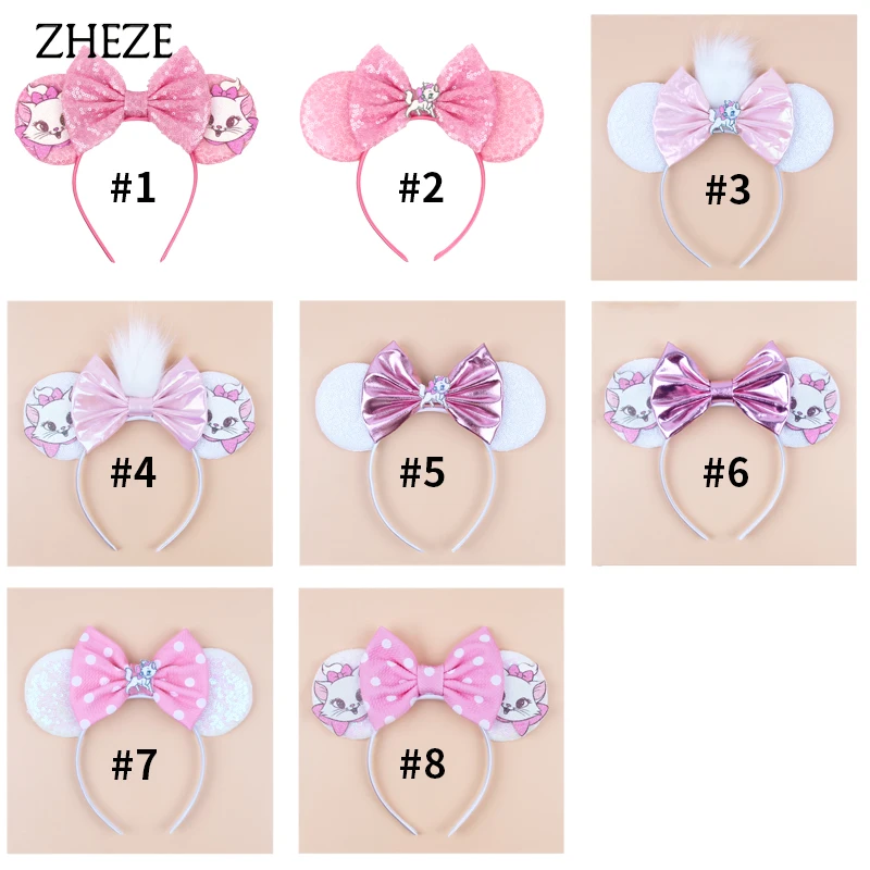 Disney Cartoon Series Orelhas Headband para Meninas, Lantejoulas Bow, Birthday Party Hairband, Festival Cosplay, Acessórios de Cabelo, Bonito, 2024