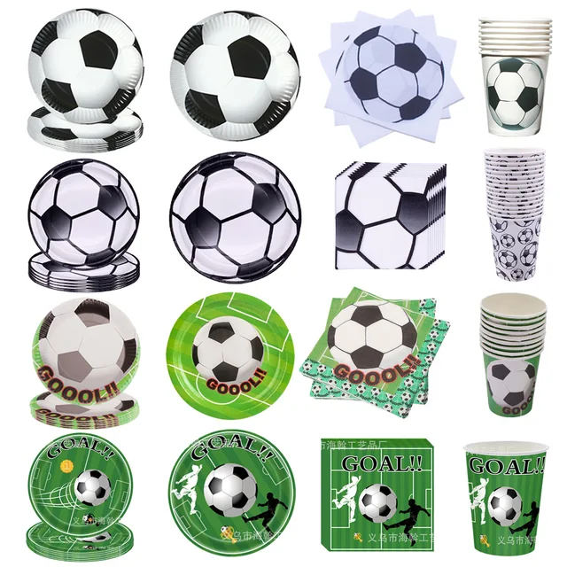 Football Birthday Disposable Tableware Soccer Party Supplies Plates Cups Napkins Soccer Fans Boys Girls Birthday Party Decoratio