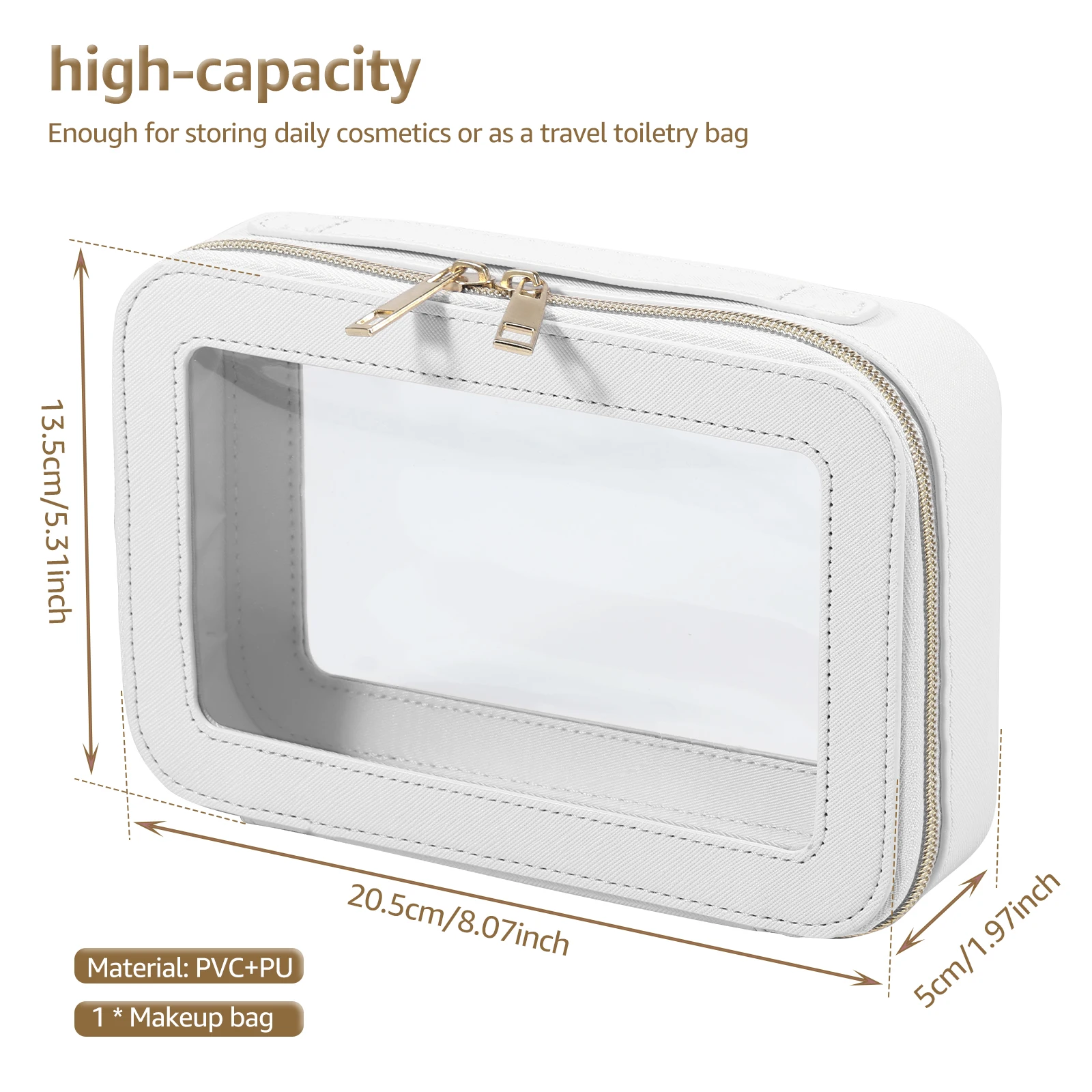 1Pc Clear Makeup Bags Large Capacity Cosmetic Storage Bags Waterproof Toiletry Travel Bag Stylish Makeup Pouch for Men and Women