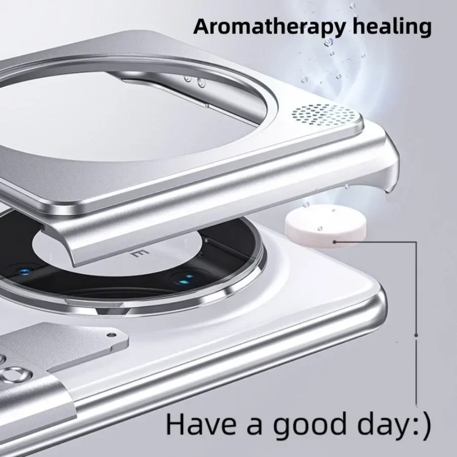 Aromatherapy Phone Case For Huawei Mate 60 50 Pro Frameless Aluminum Alloy Metal Bumper Shockproof Anti-scratch Cooling Cover