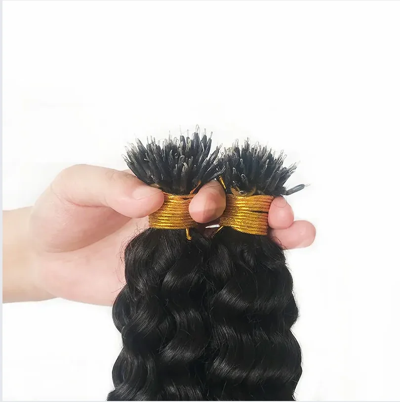 Extensioni per capelli umani veri con nano anelli, onda brasiliana, 100% Remy, extension con nano perline per donna, 300 ciocche - immagine 5