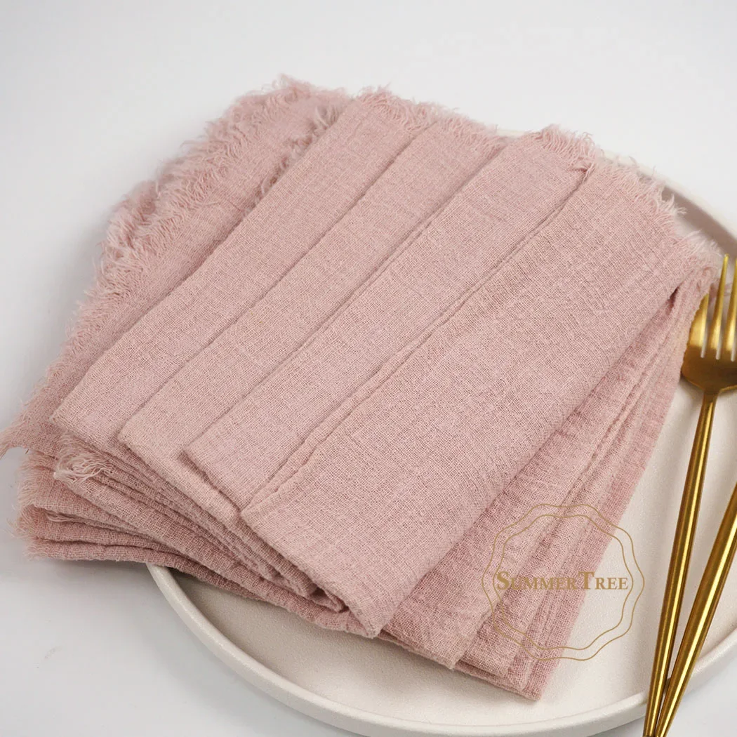 20pcs Napkins Cloth 41x41CM Cotton Gauze Retro Burr Rustic Cheesecloth Textil Fabric Napkin Table Linen Wedding Party Decoration
