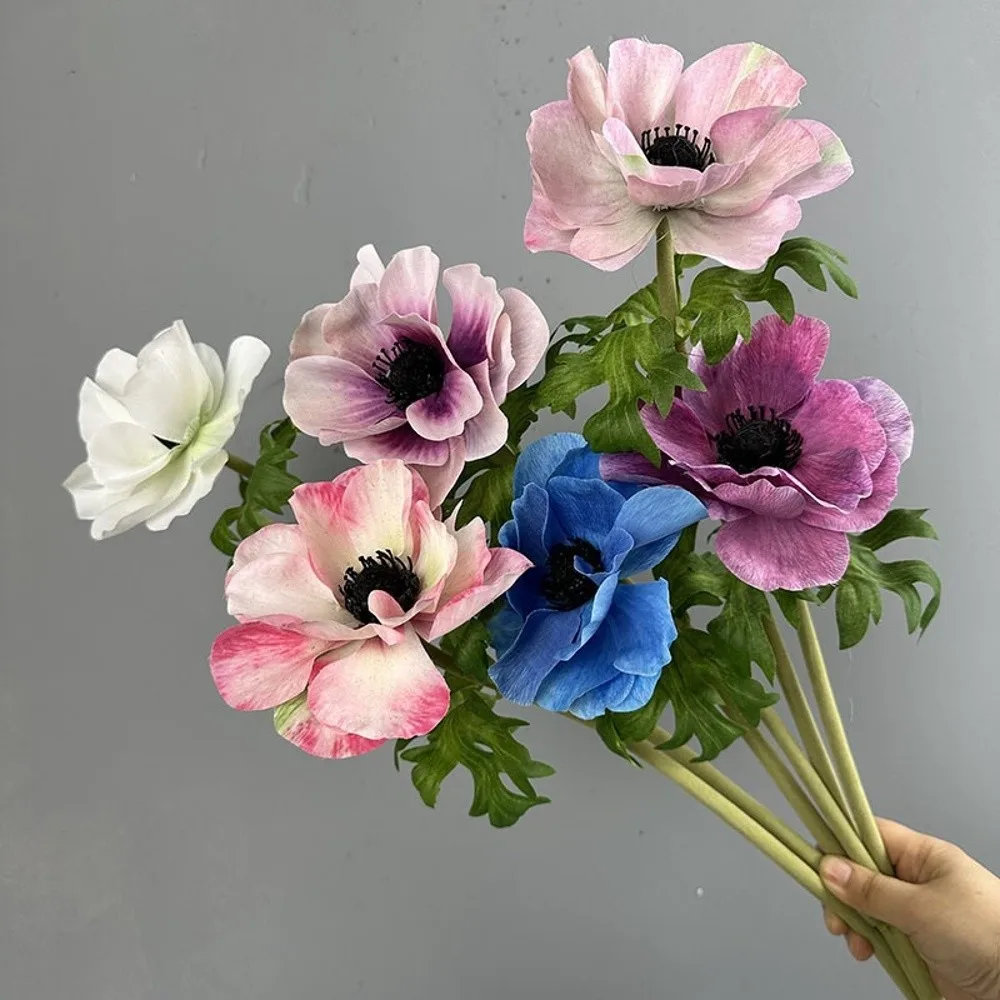 3D-Druck Künstliche Anemonen Silberne Lotusblüten-Zweige Dekorative Kunstblumen für Zuhause Hochzeitsdekoration Floristik – Detail 2
