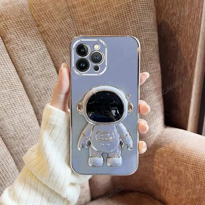 Astronaut Holder Luxury Plating Silicone Stand Case