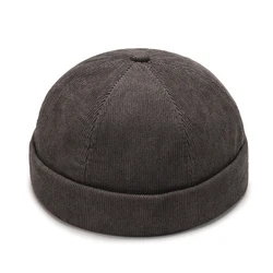 Vintage - Style Unisex Brimless Beanie Hat - Solid Color, Lightweight & Portable (Coffee)