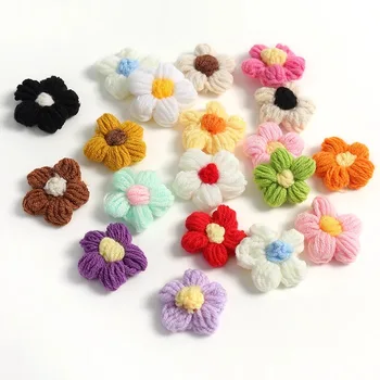 10Pcs Wool Yarn Artificial Flowers Heads for Home Decor Wedding Decoration Fake Flowers Craft Gifts DIY Hair Clip Hats Accessory